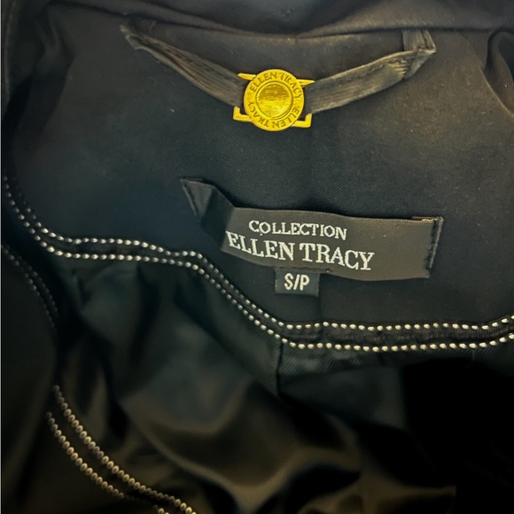 ELLEN TRACY 3 Button Black Rain Trench Coat Excellent Condition Size: S/P - Picture 4 of 7